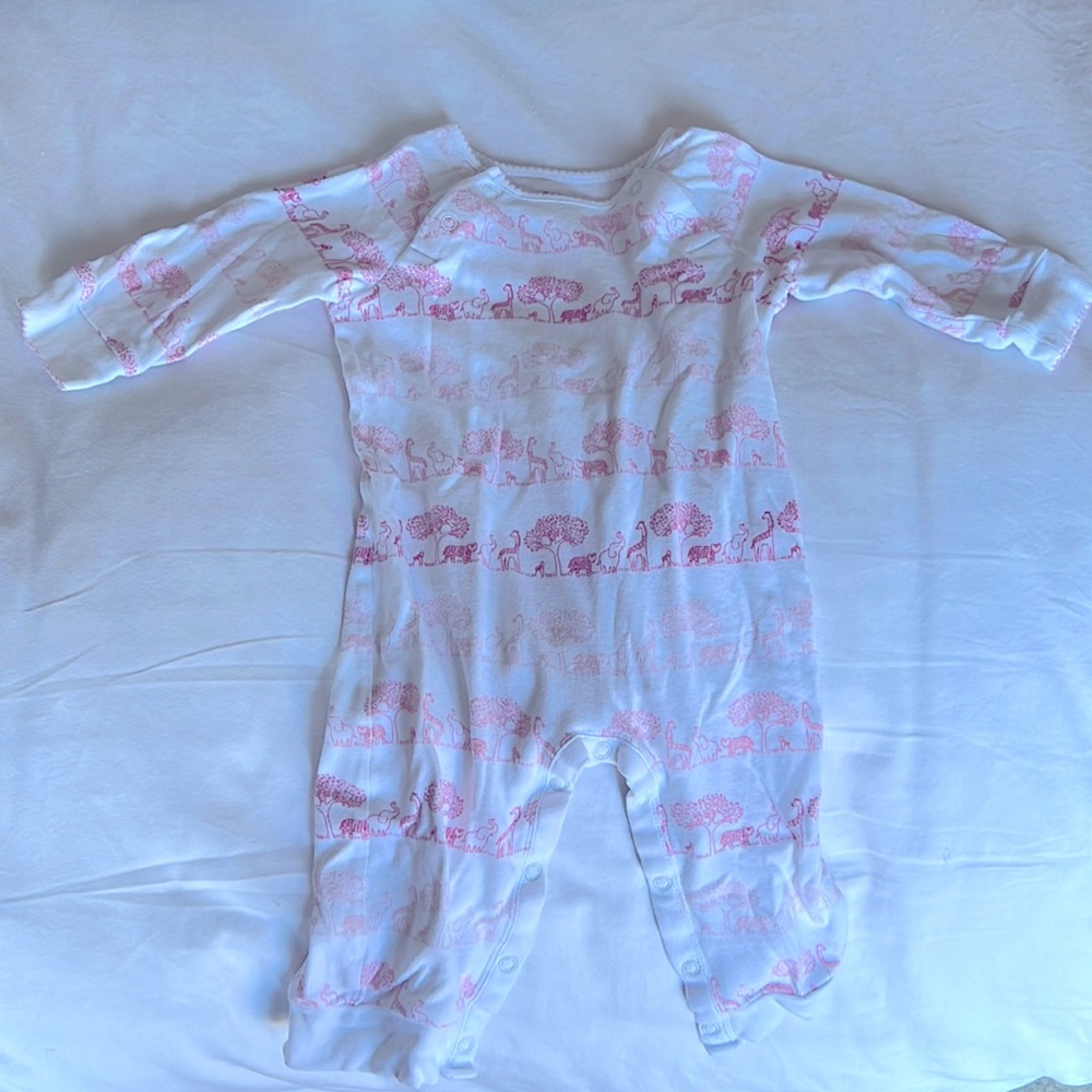 Janie and Jack pink and white animal print onesie